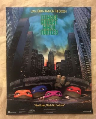 Vintage Teenage Mutant Ninja Turtles Movie Poster One Sheet 1990 Tmnt