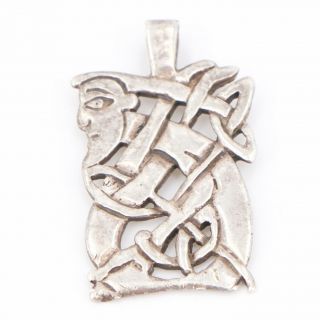 Vtg Sterling Silver - Intertwined Abstract Face Man Pendant - 5g