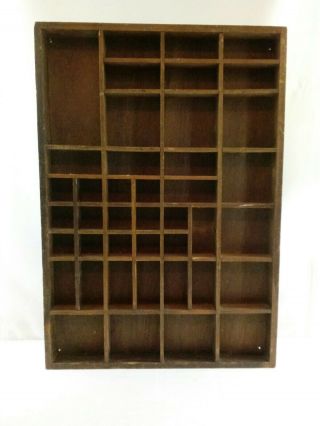 Charming Old Vintage Wooden Shadow Box Wall Shelf 24 " X 17 " W/42 Compartments