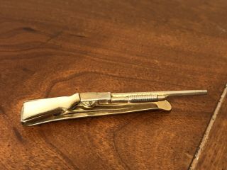Vintage Rifle Shotgun Mop Stock Swank Tie Bar Clasp