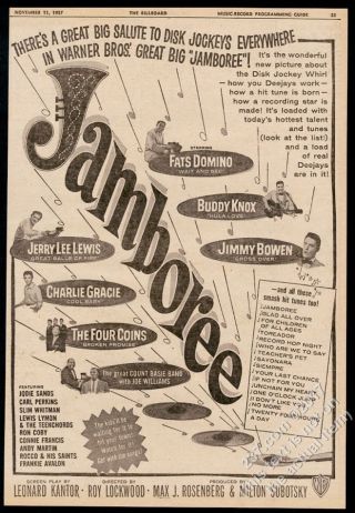 1957 Jerry Lee Lewis Fats Domino Photo Jamboree Movie Vintage Trade Print Ad