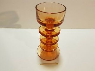 Vintage Wedgwood Glass Candle Holder Coral Sheringham 3 Hoops Candlestick 14cm