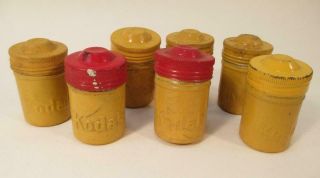 7 Vintage Kodak Tin Metal Film Canisters W/ Lids Cans As Found