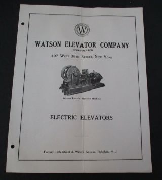 Vintage Watson Elevator Company Electric Elevators Installation List Advertising