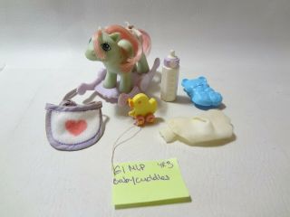 Hasbro G1 My Little Pony Baby Cuddles Blue Pink Rattle 1985 Vintage Accessories