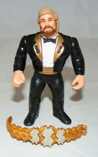 Vintage 1990 Wwf Wrestling Hasbro Million Dollar Man Black Tux Figure Complete