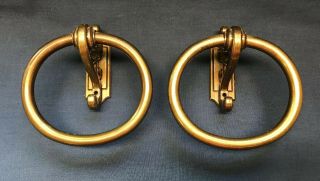 Vintage Heavy Solid Brass Towel Rings Wall Mount Set Of 2 Wet Bar Bath Unbranded