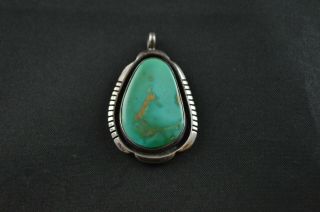 Vintage Sterling Silver Green Stone Oval Pendant - 9g
