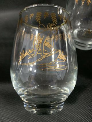 VTG Set Of 8 Libbey Mid Century Mod Fairy Nymph Gold Small Bar Cocktail Glasses 2