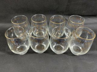 VTG Set Of 8 Libbey Mid Century Mod Fairy Nymph Gold Small Bar Cocktail Glasses 3