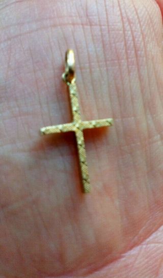 Vintage Solid Sturdy 9ct Gold 1 Inch Crucifix / Cross Pendant Or Charm Vgc
