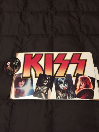 `vintage Kiss 1978 Record Player Sticker Aucoin With Bonus Pin
