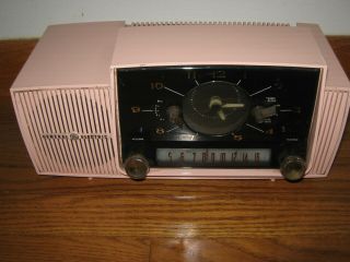 Vintage Ge General Electric Clock Radio Pink Model C - 431a Tube Radio