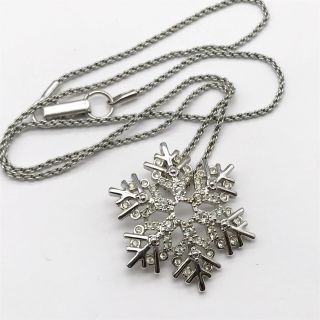 Vintage Swarovski Snowflake Flower Cluster Pendant Ladies Necklace
