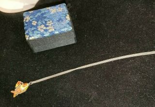 Vintage Sterling Silver Enamel Cloisonne articulated Koi Fish Pendant Necklace 4