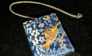 Vintage Sterling Silver Enamel Cloisonne articulated Koi Fish Pendant Necklace 7