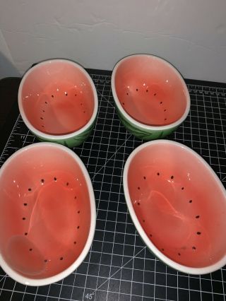 Vintage Japan Watermelon Bowls Dishes Pink Green Albert Kessler Fruit Ice Cream
