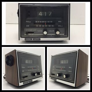 General Electric Model 7 - 4415a Flip Clock Alarm Am Fm Radio Vintage Polystyrene