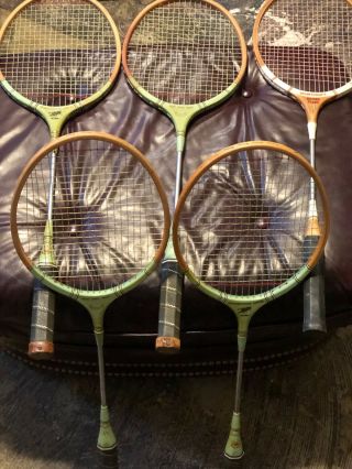 Vintage Badminton Rackets Set Of 5