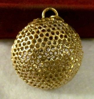 Unusual Vintage Double Sided Puffy Mesh Gold Pendant Charm Fob