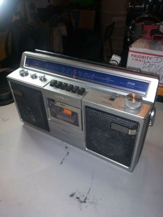 Vintage Sony Cfs - 43 Boombox Blaster Portable Cassette Deck Am/fm Radio Mtv 80s