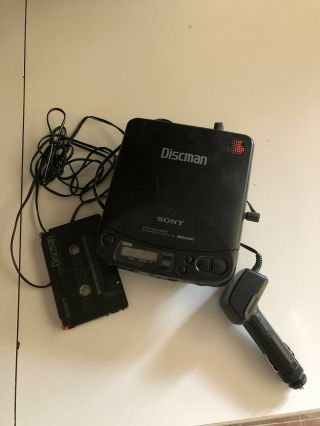 Vintage Sony Discman D - 225cr Cd Compact Player & Car Connecting Pack Cpa - 4sp