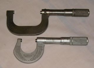 Vintage Starrett Outside Micrometers - Model No.  230 0 - 1  & No.  2f 1 - 2 " Range