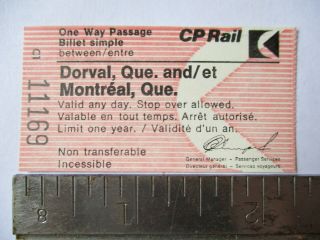 Vintage Canadian Pacific Railway Dorval Quebec To Montreal Canada Rr Ticket Pass