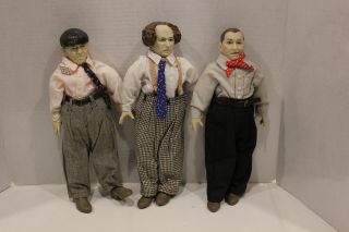 Vintage Set Of 3 Three Stooges Collector Dolls Moe Curly Larry