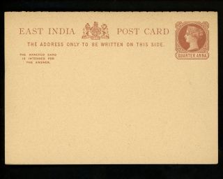 Postal Stationery H&g 3 India Postal Card 1884 Vintage Message & Reply Card