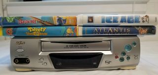 Sanyo Vwm - 390 4 Head Vcr Vhs Player Recorder With Video Cable 4 Movies Remote