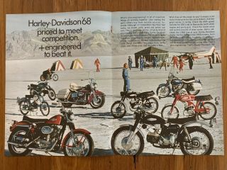 Vintage 1968 Harley Davidson Sales Brochure Shovel Sportster Sprint