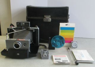 Vintage Polaroid Automatic 100 Land Camera W/ Case Flash Film Filter Timer Cable