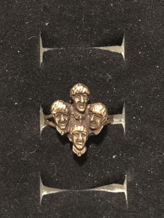 Vintage 60s Beatles Adjustable Metal Ring With All 4 Lads