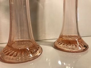 Pair - Vintage Fenton Fluted Velva Rose Vase Pink Stretch Art Glass Bud Vase 2