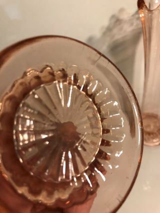 Pair - Vintage Fenton Fluted Velva Rose Vase Pink Stretch Art Glass Bud Vase 6