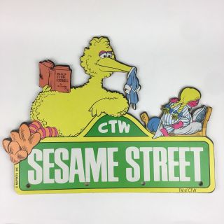 Sesame Street Vtg Big Bird Betty Lou Muppet Cardboard Cutout Wall Decor For Hook