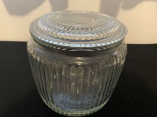 Vintage Glass Lidded Biscuit/cracker Jar Anchor Hocking
