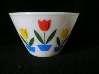 Vintage Anchor Hocking Fire King 6 1/2 " White Tulip Mixing Bowl -