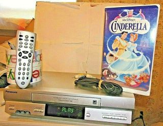 Panasonic PV - V4525S 4 HEAD VCR VHS Player With Remote/AV CABLE & CINDERILLA VHS 2