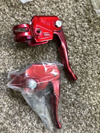 Nos Shimano Mx Brake Levers Old School Bmx Vintage Red Suit Pk Ripper Skyway