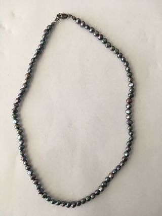 Vintage Cultured Tahitian Pearls Necklace With Sterling Silver Clasp