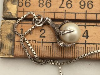 Vintage Silver Necklace With Claw And Ball Design Pendant