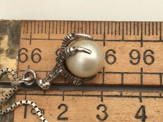 Vintage Silver Necklace With Claw And Ball Design Pendant 3