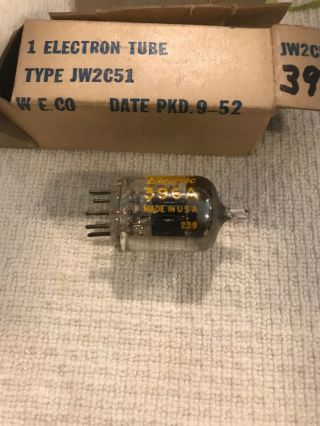 (1) Western Electric JW 2C51 396A Radio Tube (Packaged 9/52) 2
