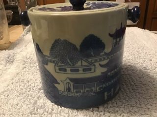 Vtg Blue Willow Canister With Lid,  Strong Crock