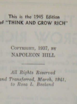 THINK AND GROW RICH BY NAPOLEON HILL 1946 Edition 3