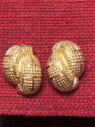 Vintage Christian Dior Pierced Earrings Gold Tone Signed Dior ©.