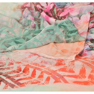 Sanskriti Vintage Saree Blend Georgette Printed Sari Craft 5 Yard Decor Fabric