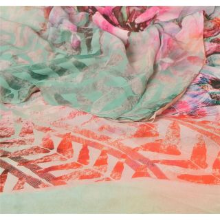 Sanskriti Vintage Saree Blend Georgette Printed Sari Craft 5 Yard Decor Fabric 2